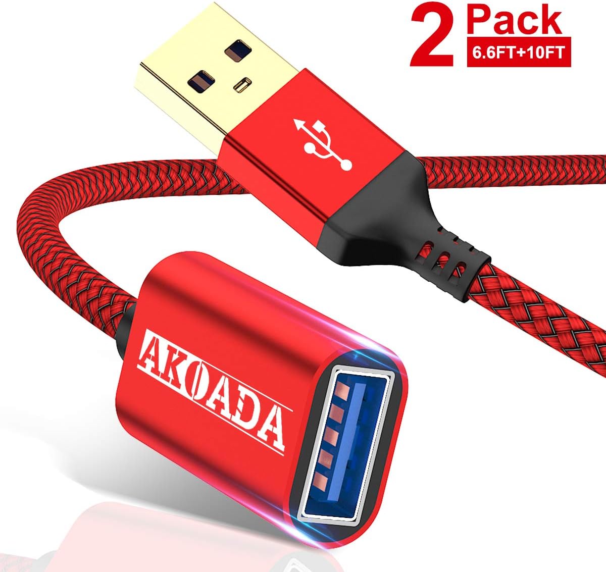 AkoaDa USB Extension Cable 3.0,Type A Male to USB A Female Extender Cord [2pack 6.6ft+10ft] 5Gbps Data Transfer Compatible with Keyboard,USB Flash Drive,Playstation,Mouse,Hard Drive and More(Grey): Computers & Accessories