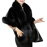 Old Dlrd Women's Winter Faux Fur Coat Wedding Bride Cloak Cape Shawl for Evening Party