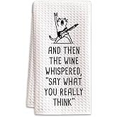 BONETAT 1PCS Funny Wine Lovers Kitchen Towels,Decorative Wine Accessories,Themed Tea & Dish Towels for Women & Men,16x23.5 Inch Absorbent Waffle,Perfect Housewarming,Bridal Shower Gift -08