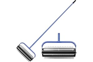 KEMETIK Stainless Steel Roller Pond Rake, Easy Assembly Lake & Pond Weed Removal Tool, Lake Rate with 6 Stainless Steel Blades, 14ft Quick Attach Handle, Weeds Musk Silt Seaweed Gone! Heavy Duty