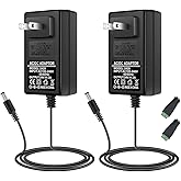 24V Power Supply, DC 24 Volt 2A 48W LED Lights Power Supply Adapter, 100-240V AC to 24V DC Transformer for LED Strip Lights, Wall Plug Power Supply with 5.5/2.1mm Jack Converter (2 Pack)