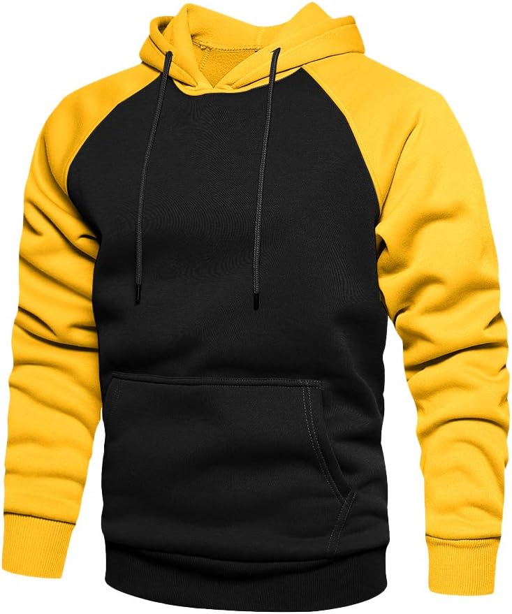 TOLOER Pullover Hoodie Men Blend Fleece Long Sleeve Sweatshirt with Kangaroo Pockets