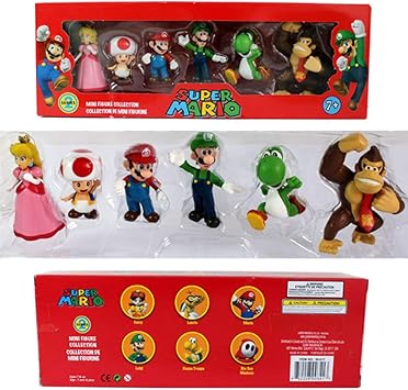 EASTVAPS 6 Unids / Set Super Mario Bros PVC Figura de Acción Muñeca de Juguete Mario Luigi Yoshi Mushroom Donkey: Amazon.es: Juguetes y juegos