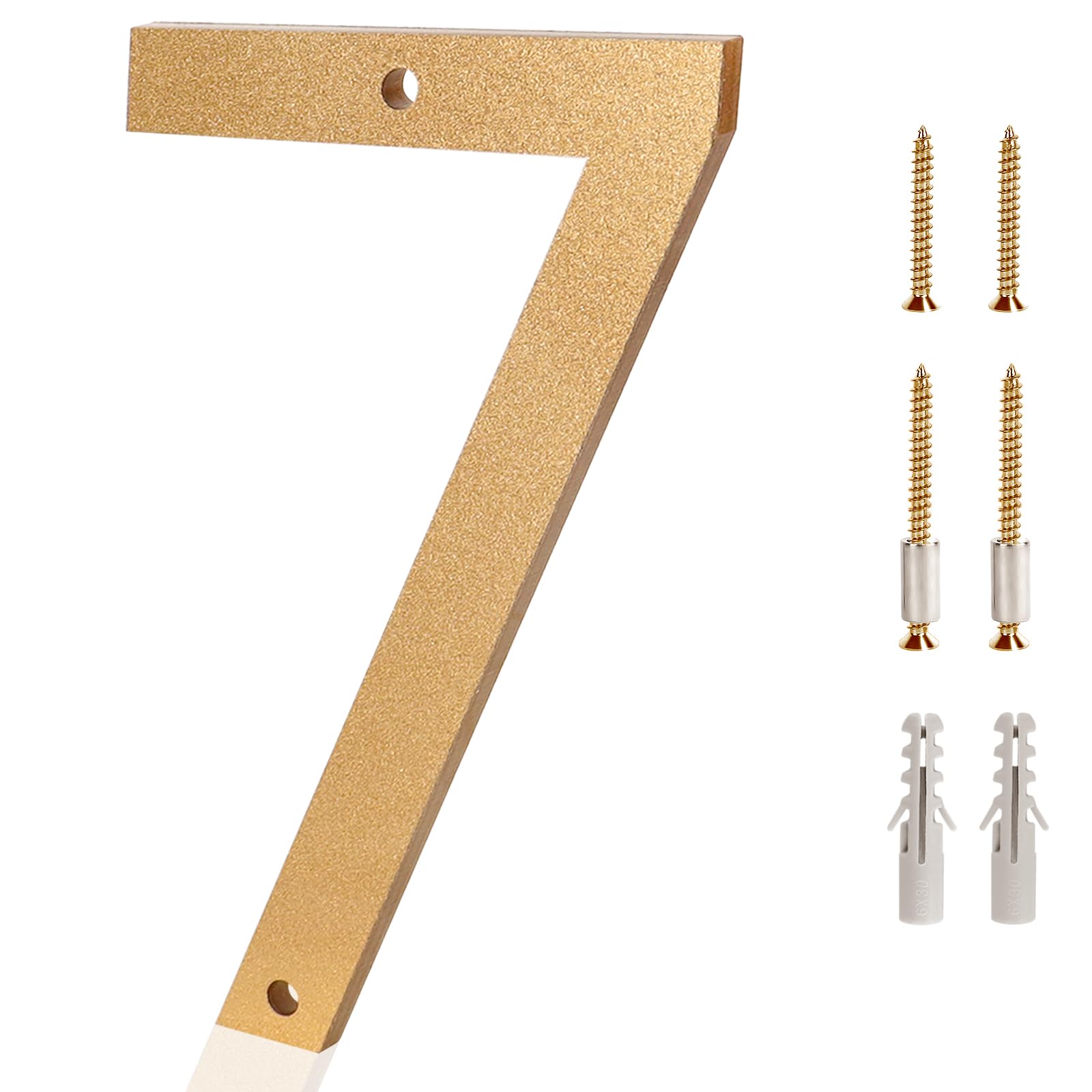 Photo 1 of 5 Inch Modern House Numbers for Outside 7 - Easy Installation With Screw Set, Includes Hardware for Flush or Floating Mount, Gold Acrylic Address Mailbox Numbers for Door Exterior Porch