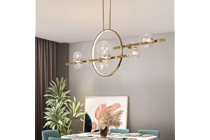 BULUXE 10-Light Island Lights for Kitchen, Modern Chandeliers for Dining Room, Kitchen Island Lighting Linear Pendant Light Fixture with Glass Shade Adjustable Rods