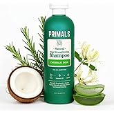 PRIMALS Hair Strengthening Shampoo - Caffiene, Biotin, Raw Honey, Rosemary Oil - Anti Hair Thinning - Natural Ingredients - Zero Artificial Fragrances, Sulfates, Parabens, or Dyes - 13.5 Fl Oz