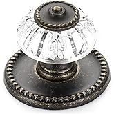 Richelieu | Montreuil 1 5/16-inch Clear and Burnished Brass Cabinet Knob | Eclectic Style Cabinet and Drawer Knob, For Kitchens, Bathrooms, Bedrooms, and Furniture, Screws Included