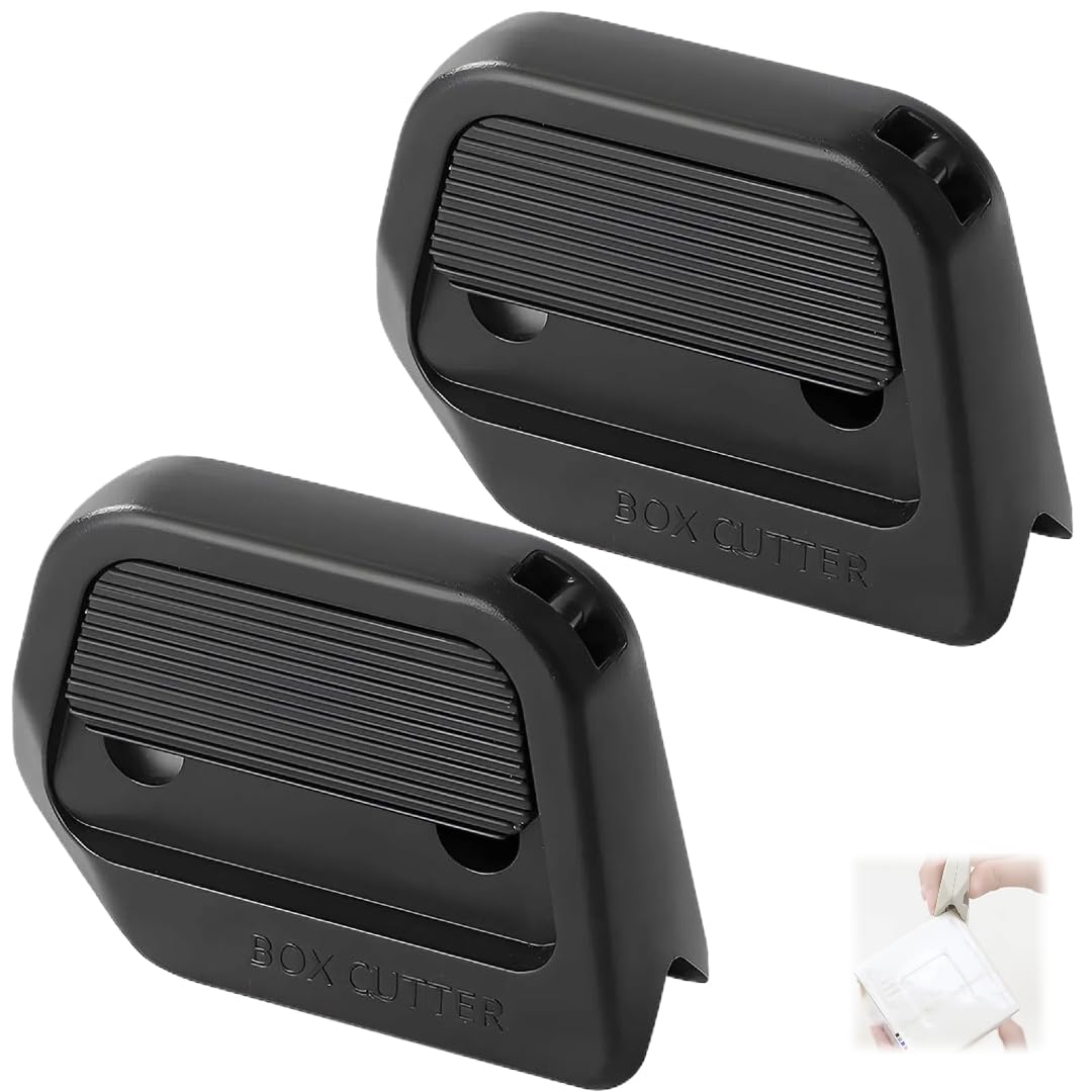 Photo 1 of 2 Pcs Box Cutter Retractable, Slice Box Opener Tool, Small Ceramic Box Cutter Safety, Magnetic Package Opener (Black)