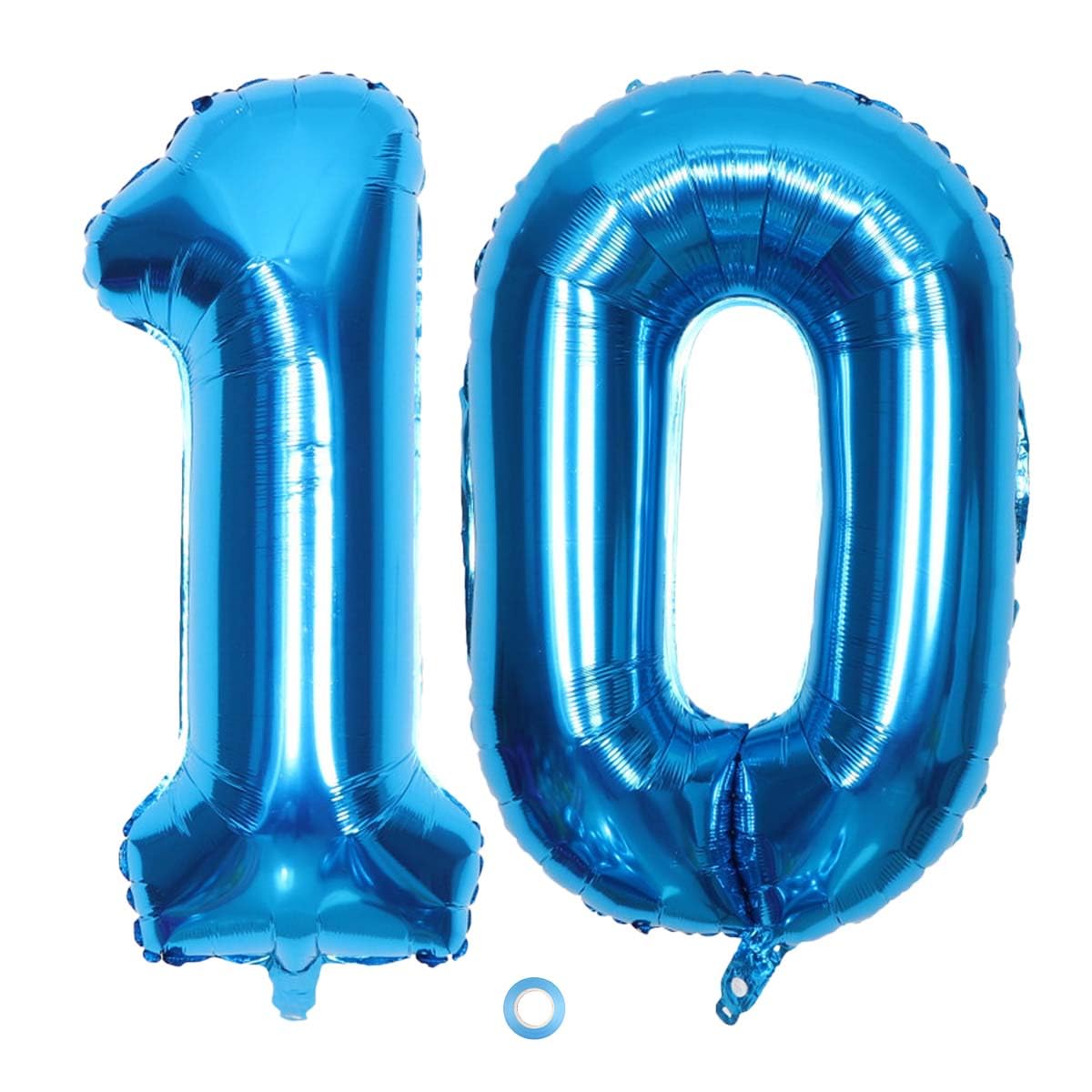 SNOWZAN Balloon 10th Birthday Decoration Blue Boy Number 10 Giant Foil Balloon Helium Number 10 Balloon Large Numbers 10 Years XXL 10th Happy Birthday 32 Inch Giant Number 10 Birthday for Party