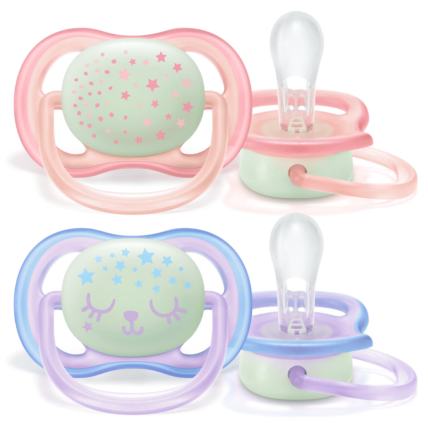 Philips Avent SCF376/12, Pack of 2 Ultra Air Dummies, 0-6 Months, Pink/Purple