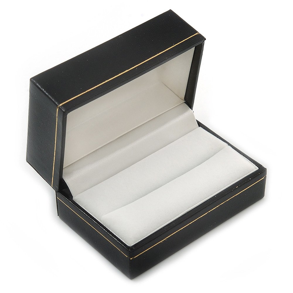 Avalaya Black Leatherette One & Two Rings Box (Rings are not included)