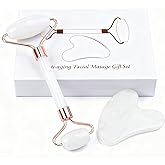 Werncy Jade roller and gua sha, facial roller, women's skincare tool, self-care gift, face, eye, neck massager, relieves fine lines and wrinkles, aventurine, opal, rose quartz