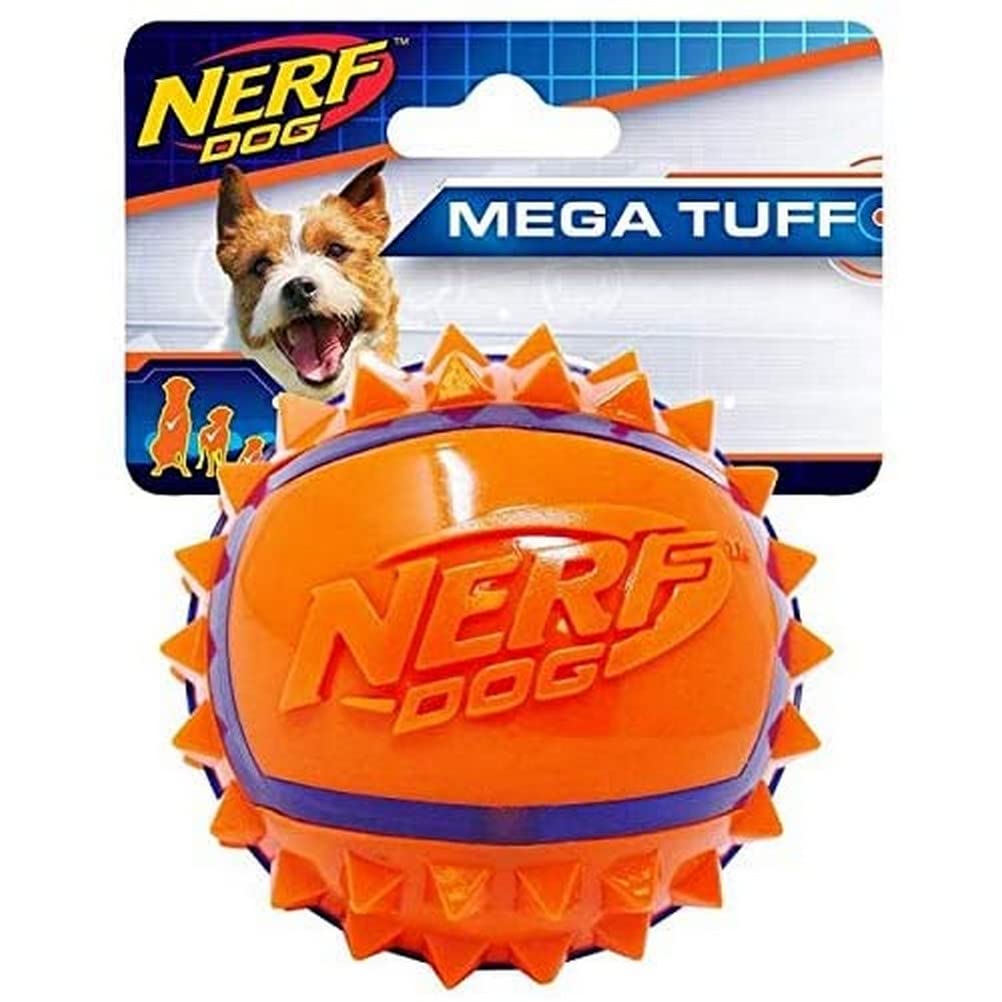 Nerf Dog TPR Spike Ball Dog Toy Thermoplastic Rubber 9 cm Orange