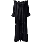 Renaissance Dress Costume Classic 100% Cotton Medieval Chemise Ruffled Tiered Peasant Sleeve