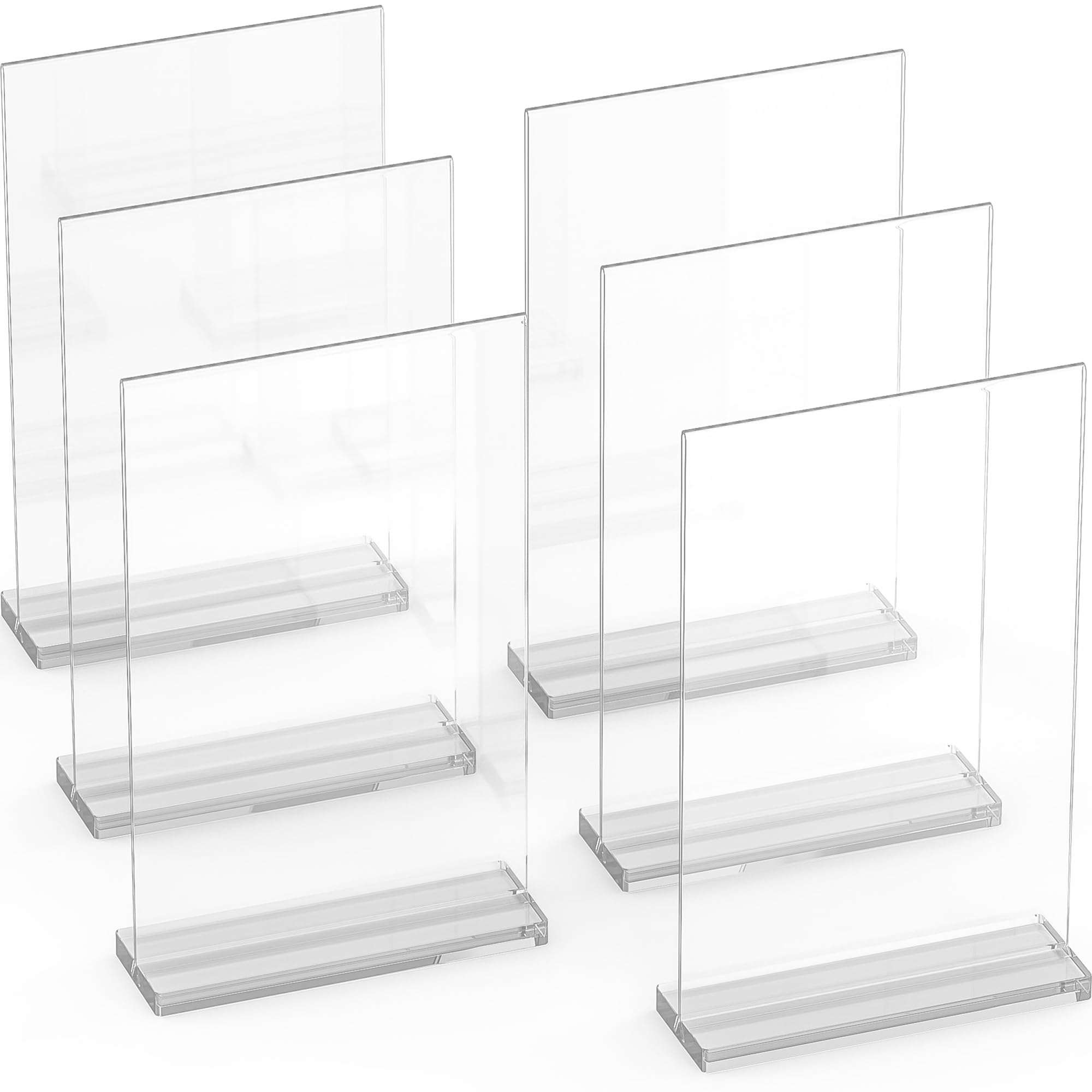 A6 Acrylic Sign Holder - 6 Pack, Sleek and Versatile, Polished Edges, Double-Sided Frame, Easy Photo Change, Acrylic Leaflet Display Stand. Ideal for Photos, Signs, Menus, and Tabletop Displays