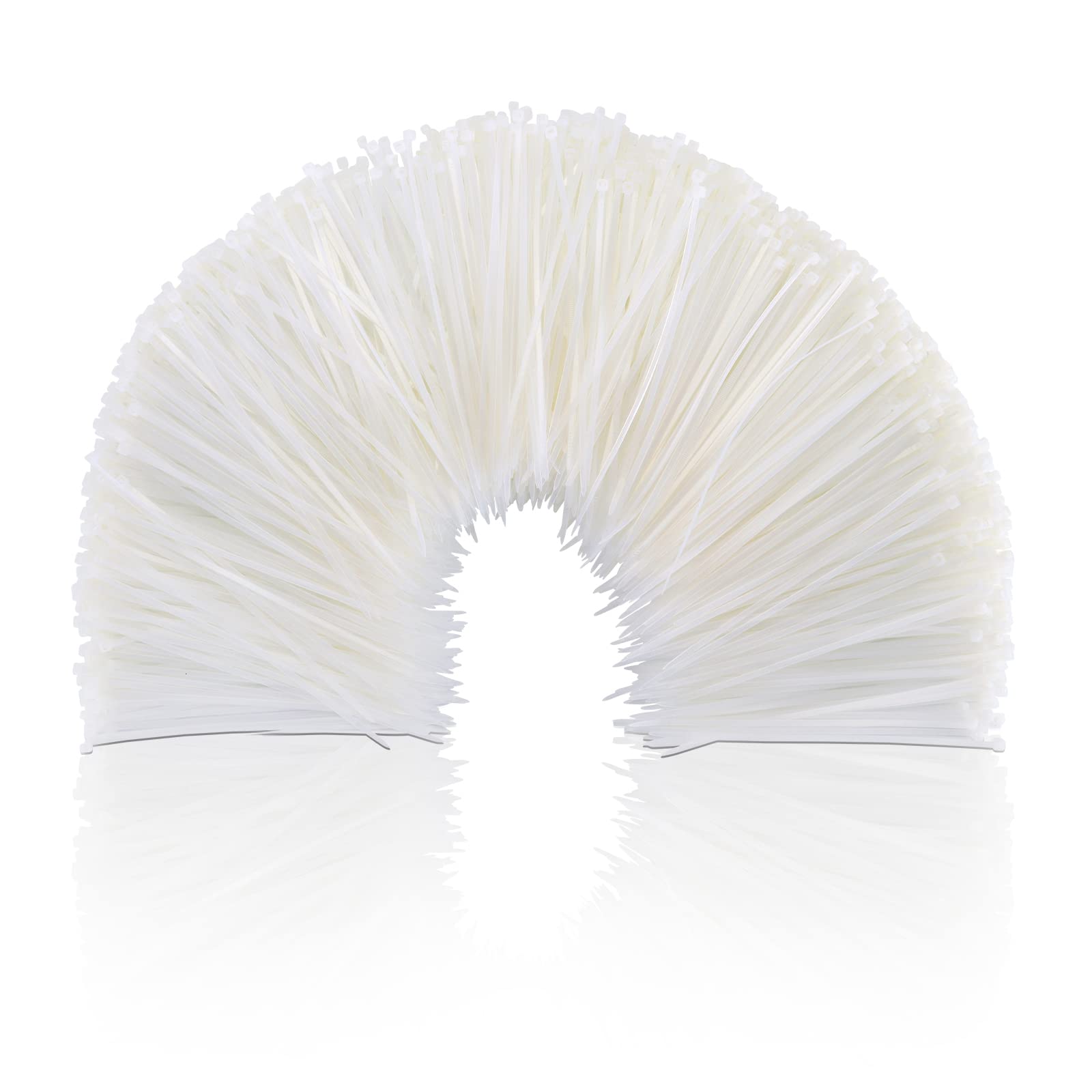 White Zip Ties 8 inch, 1000 Pack, 40lbs, Cable Ties, Zipties Clear, Boacua
