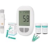 Blood Glucose Monitor Kit: Meter, 50 Test Strips, 50 Lancets, Lancing Device - Everything for Home Testing - Easy to Use for 