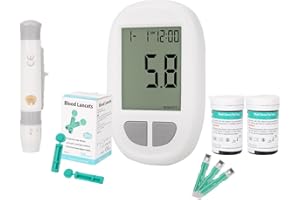 Blood Glucose Monitor Kit: Meter, 50 Test Strips, 50 Lancets, Lancing Device - Everything for Home Testing - Easy to Use for 