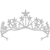 FRCOLOR Star Headband Crown, Star Crown Headband Crystal Tiara Bridal Wedding Princess Pageant Queen Rhinestone Hair Jewelry for Women Bridal