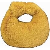 XPONNI Fuzzy Dumpling Bags, Cute Fluffy Y2k Handbags, Soft Knotted Faux Fur Bags with Zipper
