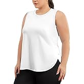 COOTRY Plus Size Workout Tank Tops for Women Sleeveless Athletic Shirts Loose Fit Yoga Running Clothing with Side Slits