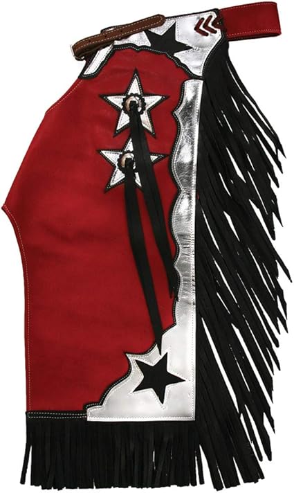 Amazon Com Saddle Barn Tack Junior Red And Silver Rodeo Chaps