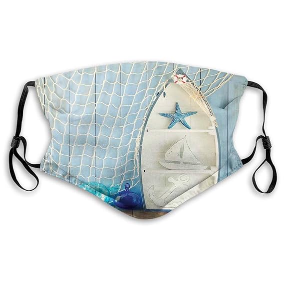 Comfortable funny mask, Sea Objects on Wooden