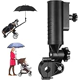 LEAPGOMAX Heavy Duty Golf Push Cart Umbrella Holder, Aluminium Alloy Base Ultra Windproof, Universal Umbrella Attachment Stand for Stroller, Golf Cart, Mobility Scooter, Wheelchair, Bike, Beach Chair