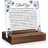 PUVOXHO From The Bottom Of My Heart Gratitude Acrylic Sign with Wooden Stand, New Beginning Gifts for Friend, Going Away Thank You Gifts for Boss Leader Manager Advisor Mentor Supervisor Colleague