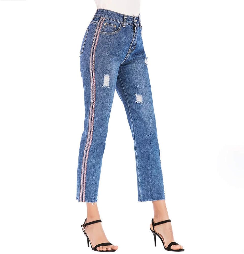 striped denim jeans outfit