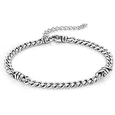 HZMAN 5mm Barbed Cuban Bracelets for Women Men Stainless Steel Gothic Thorns Bracelet, Punk Jewelry 7.5In-8.5In