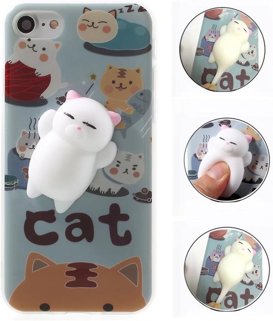 Case For LG K10 2018, QKKE 3D Poke Squishy Cat Seal Panda Polar Bear Squeeze Stretch Compress Stress Reduce Relax Soft Silicone Relief Case for LG K10 2018 / LG K30 (Cat Tiger)