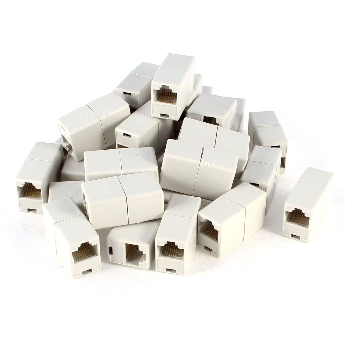Cat6 rj45 Coupler in-Line Dual Connector Modular in White Set of 20 Pcs