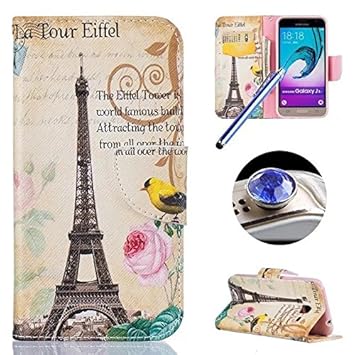 Etsue Kompatibel mit Samsung Galaxy J3 2015/2016 Brieftasche Hülle Lederhülle Ledertasche Handyhülle Flip Hülle Leder Schutzh