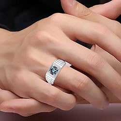 RYLOS Men's Ring Sterling Silver Ring, 7MM Round