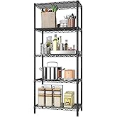 SINGAYE 5 Tier Storage Shelves Wire Shelving Unit Shelve Metal Kitchen Laundry Room Organization Home Pantry Closet Bathroom Organizers Garage Rack Estantes para Cocina 14" D x 24" W x 59.5" H Black
