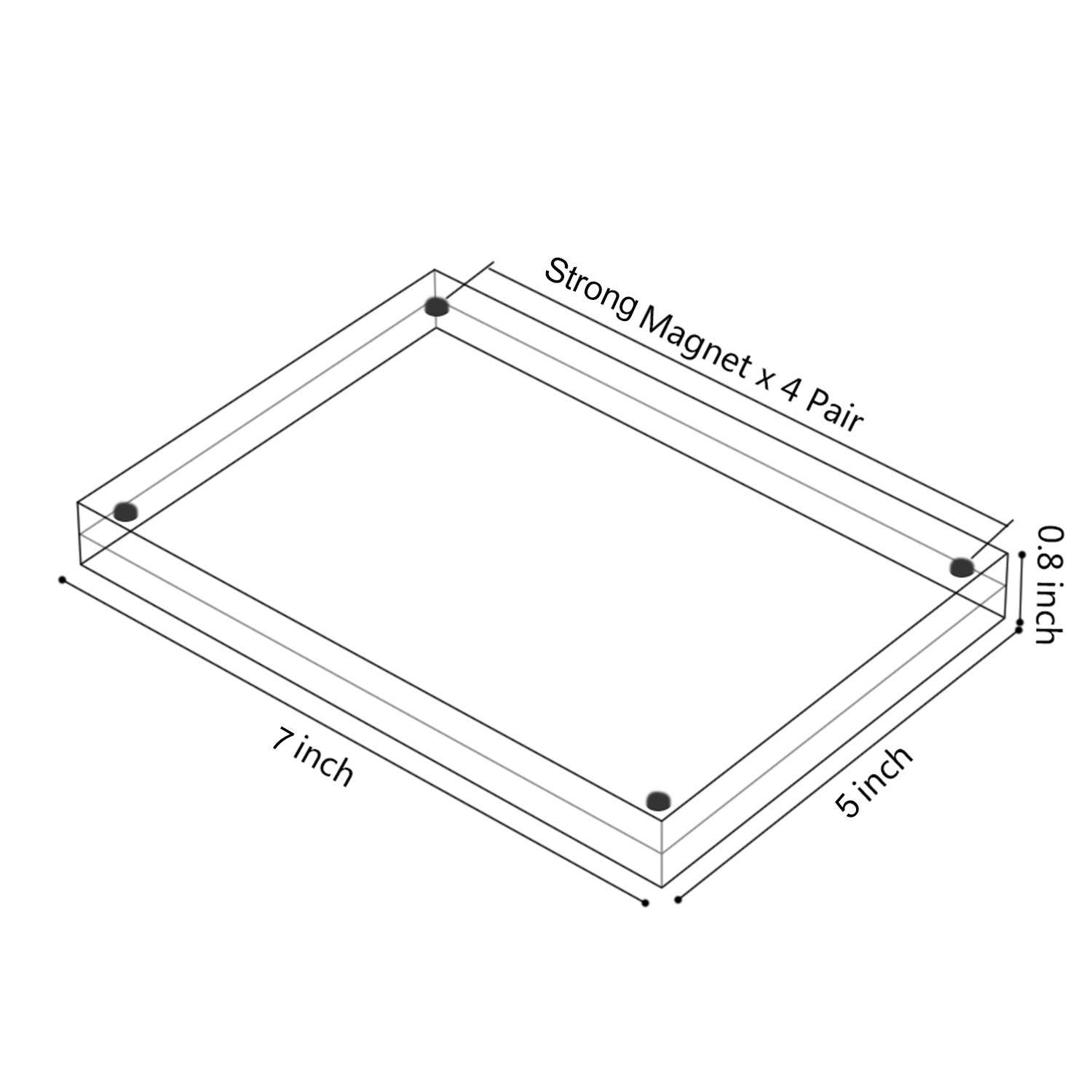 5x7 Acrylic Photo Frame, Magnetic Picture Frames, 10 + 10MM Thickness Stand in Desk or Table, Clear