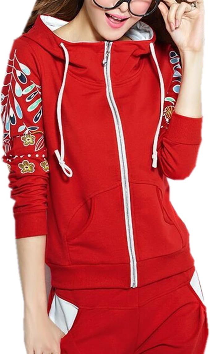 Amazon Yogly 花柄 が カワイイ 痩せて見え 着やすく 肌触りレディース スウェット レジャー スーツ 上下 セット レディース セットアップ スウェット ルーム ウェア 上下セット ゆったりスポーツ スポーツわいウェア ファション パーカー 快適ジョギング カジュアル