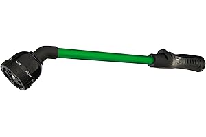Dramm 13614 Rain Select Rain Wand with 9-Pattern Adjustable Spray Head & One Touch Thumb Control, 16-Inch Aluminum Watering Wand, Green