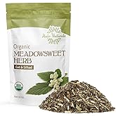 Halo Naturals Organic Meadowsweet Herb Cut & Sifted, 4 Ounces (Filipendula ulmaria) USDA Certified | Resealable Pouch| Packaged in The USA (Pack of 1)