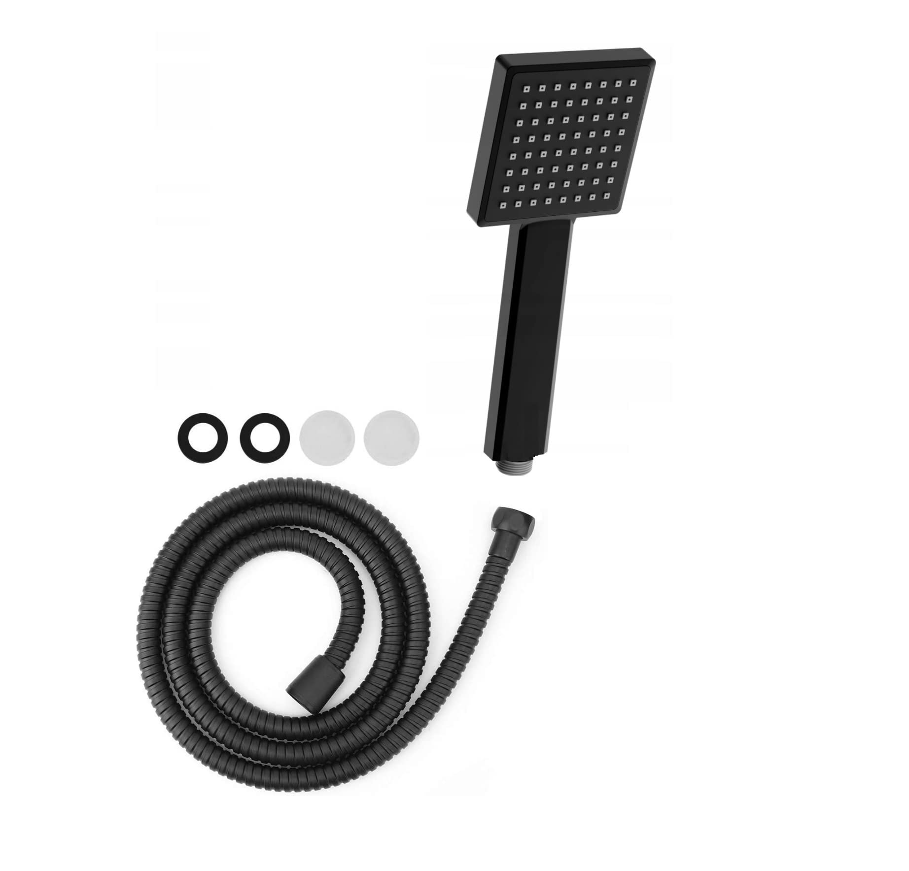 Black Slim Shower Head not Glossy 1 Mode Shower with Shower Hose 1.5 m Slim High Pressure Shower Head Rainfall Hand Held Water Saving Bathroom Handshower — image 1