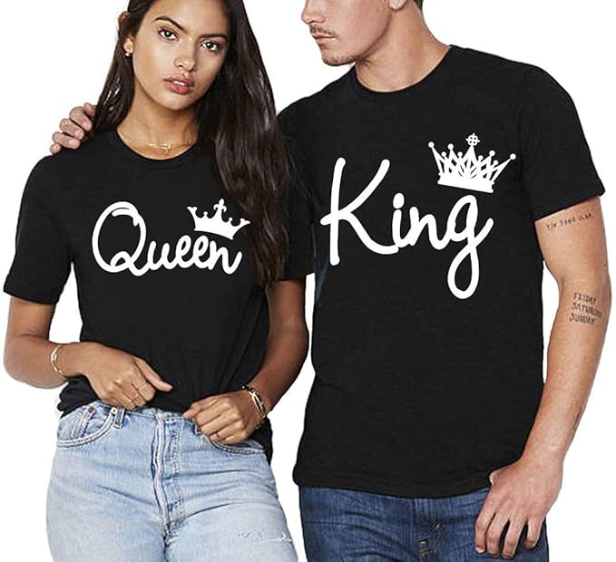Amazon Co Jp Sunandrain キング クイーンシャツ 彼と彼女のためのカップルtシャツ Us サイズ Small Queen カラー ブラック 服 ファッション小物