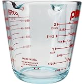 Pyrex 2-Cup Glass Measuring Cup - Made in USA | Clear Glass | Easy Pour Spout | Molded Handle | Kitchen Measuring Cup | Dishwasher Safe | Freezer Safe | Oven Safe