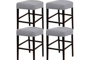 DEBRUYNE ANWUCHEN Stool Covers Rectangle,4 Pack Elastic Rectangle Bar Stool Covers Elastic Vanity Stool Cover Jacquard Chair Seat Cover Counter Stool Cover Saddle Seat Cover for Wooden Metal Bench(Light Gray)