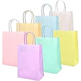 MAMUNU 28 PCS Party Favor Gift Bags with Handles, Pastel Paper Gift Bags Bulk, Assorted 7 Colors Rainbow Paper Party Favor Bags for Birthday, Wedding, Christmas, Shopping, Parties, 8.6" x 6.3" x 3.2"