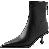 QUTAA Fashion Ankle Boots For Women Women's Pointed Toe Winter Zipper High Heels Booties (6,Black)