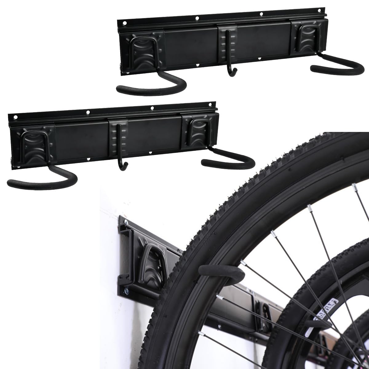 OctBird Garage Bike Hooks 8 Piece Set,Bike Rack Wall Mount, Bicycle Wall Hook,Bicycle Hooks for Wall Hanging,Bicycle Hangers for Garage Wall,Hook Specifications: 40 x 100 x 60 mm (black)