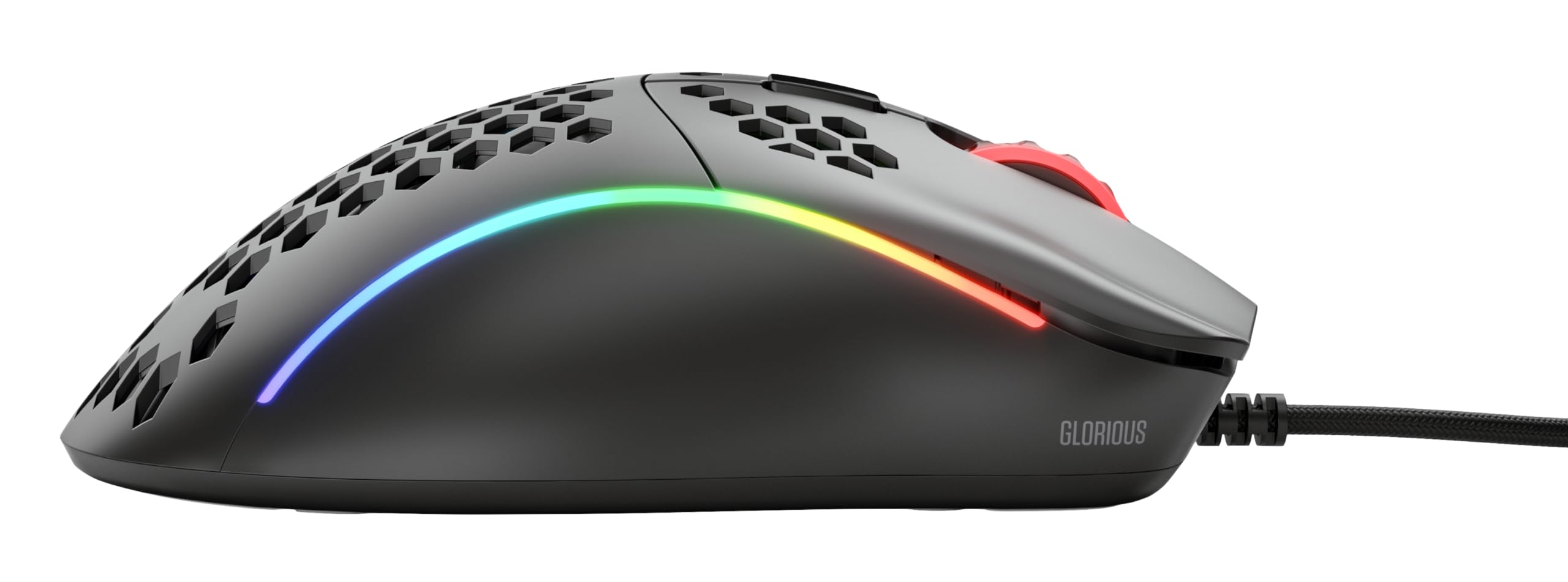 Glorious Gaming Model D- (Minus) Wired Gaming Mouse – superleichtes Wabendesign mit 61 g, RGB-Beleuchtung, ergonomisch, Pixart 3360 Sensor, Omron-Schaltern, PTFE-Füße, 6 Tasten – Mattschwarz 5