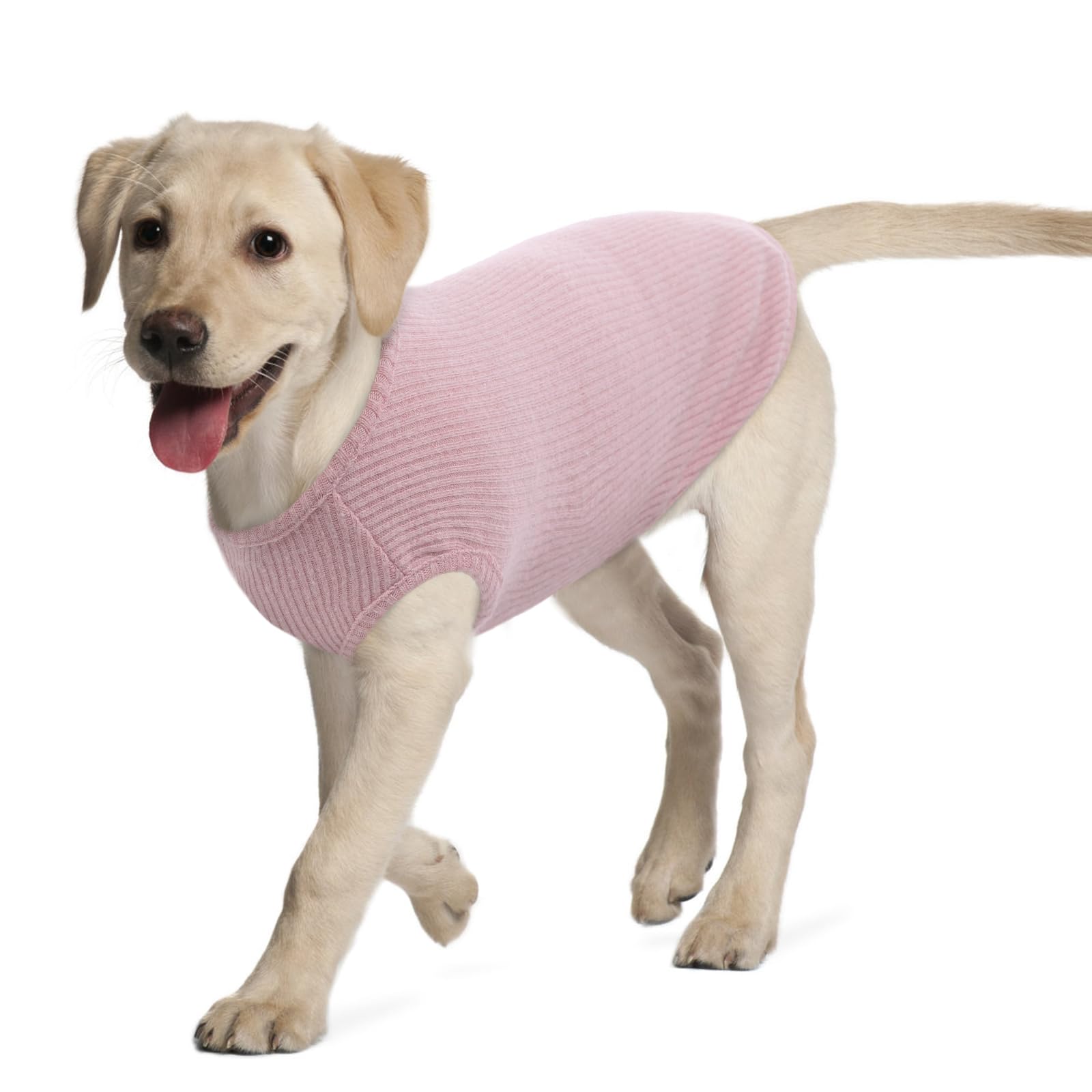 Hjumarayan Dog Tshirt - Summer Knitted Jumpers Soft Stretchy Clothes for Medium Dogs Shirts, Striped T shirt for French Bulldog, Border Collie, Stocky Beagle (Pink XL)