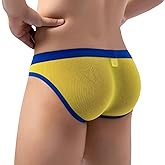 FEOYA Men's Bikini Underwear See Through Mesh Panties Low Rise Briefs Breathable Bulge Pouch Briefs Underpants